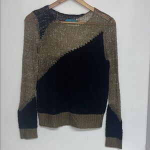 Alice + Olivia Sz Small Black and Gold Shimmer Sweater, Contemporary, Elegant